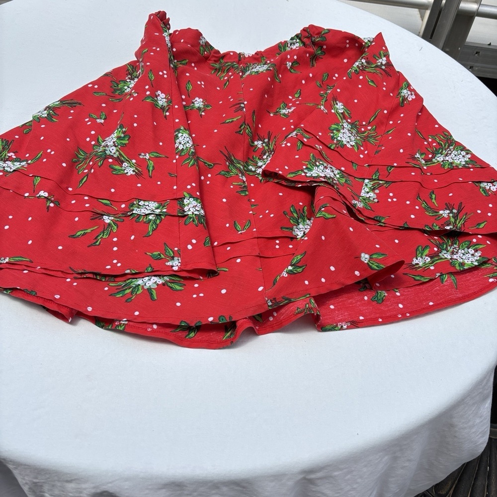 Vintage handmade square dance Skirt‎ Large Multi Colored Elastic Waist Short